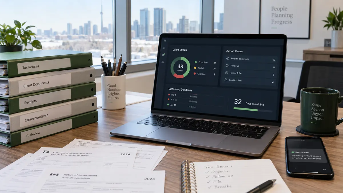 CPA document intake: client emails swept, filed, and logged